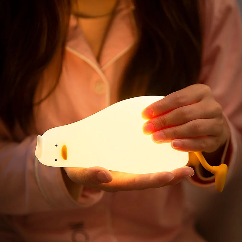 Lámpara Nocturna Pato Táctil Recargable con Timer 30 Min