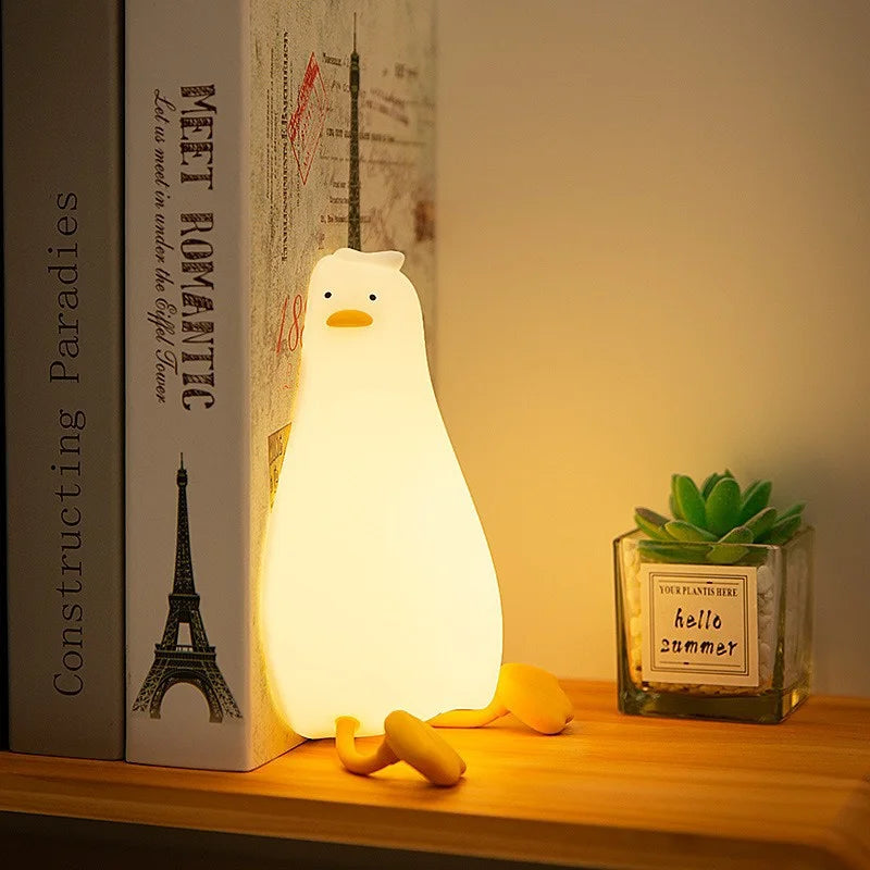 Lámpara Nocturna Pato Táctil Recargable con Timer 30 Min