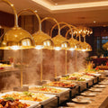 Lámpara Calentadora de Alimentos de Lujo para Buffet - Dorada y Portátil.