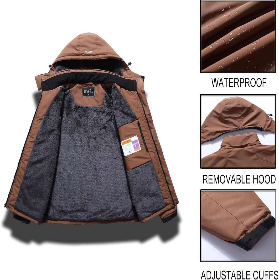Men'S Ski Jacket Warm Winter Waterproof Windbreaker Hooded Raincoat Snowboarding Jackets