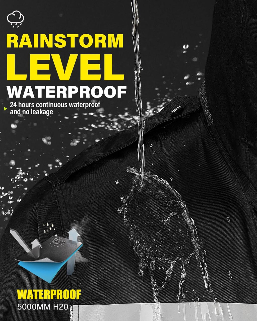 Raincoat Waterproof Hi Vis Reflective Long Rain Jacket Unisex