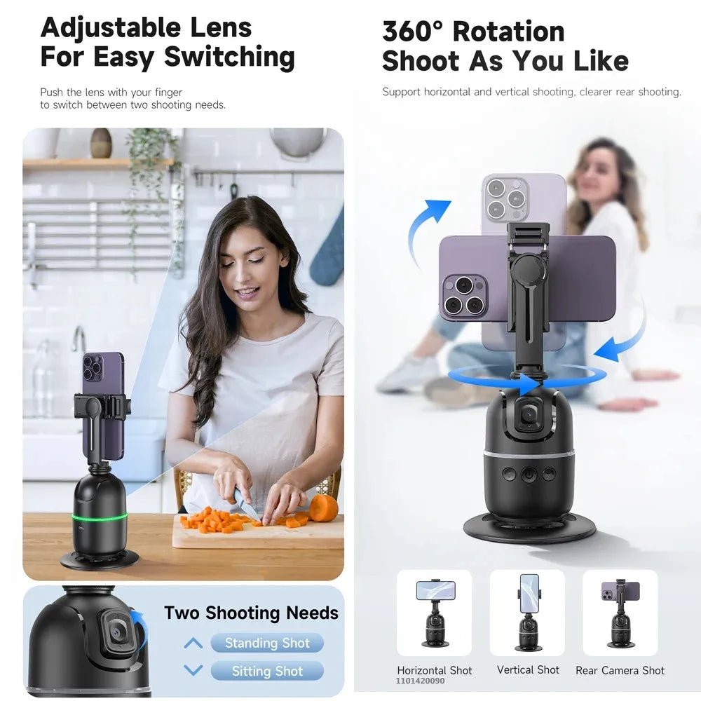 P03 – Soporte Gimbal 360° con Seguimiento Facial para Móvil.