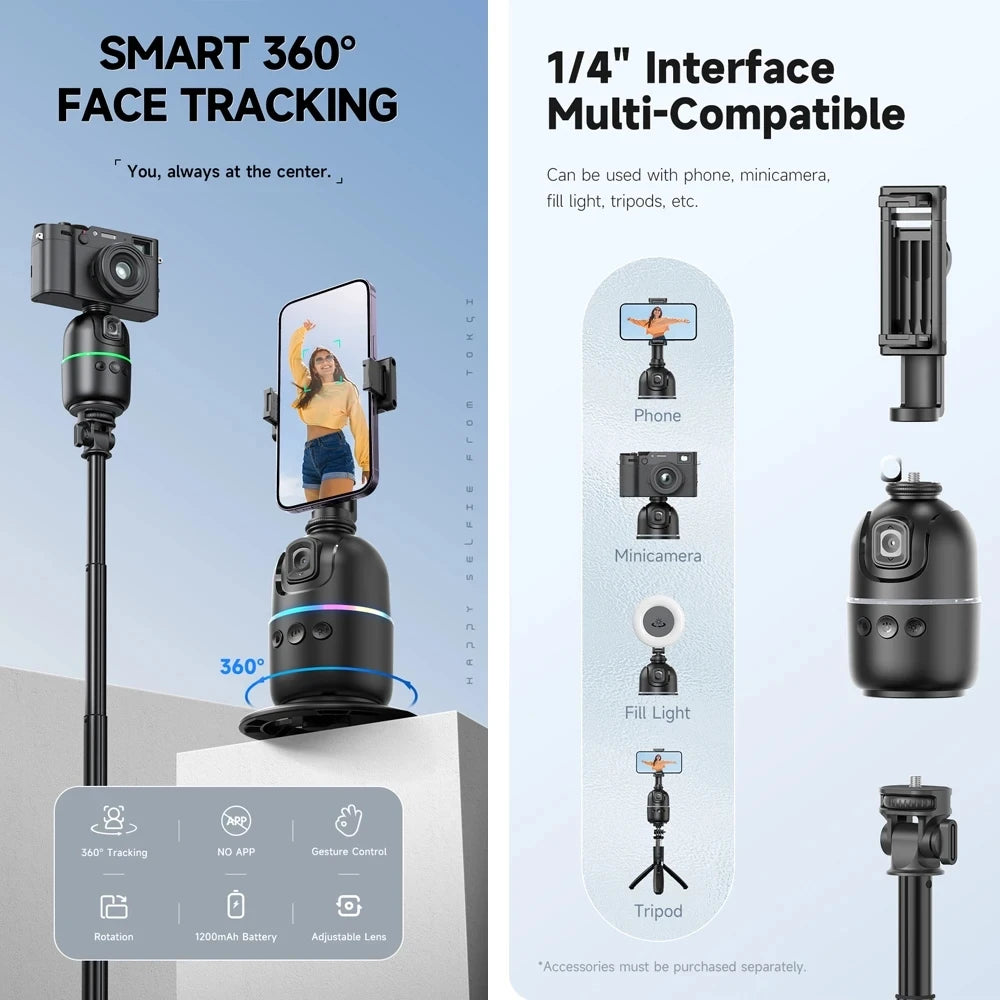 P03 – Soporte Gimbal 360° con Seguimiento Facial para Móvil.