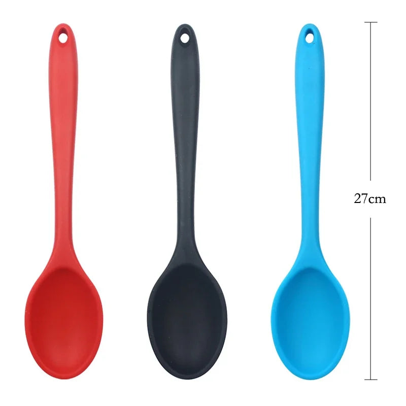 1Pc Large Silicone Spoon Kitchen Cooking Spoon Ladle Heat Resistant Long Handle Mixing Stirring Serving Spoon Cooking Utensils