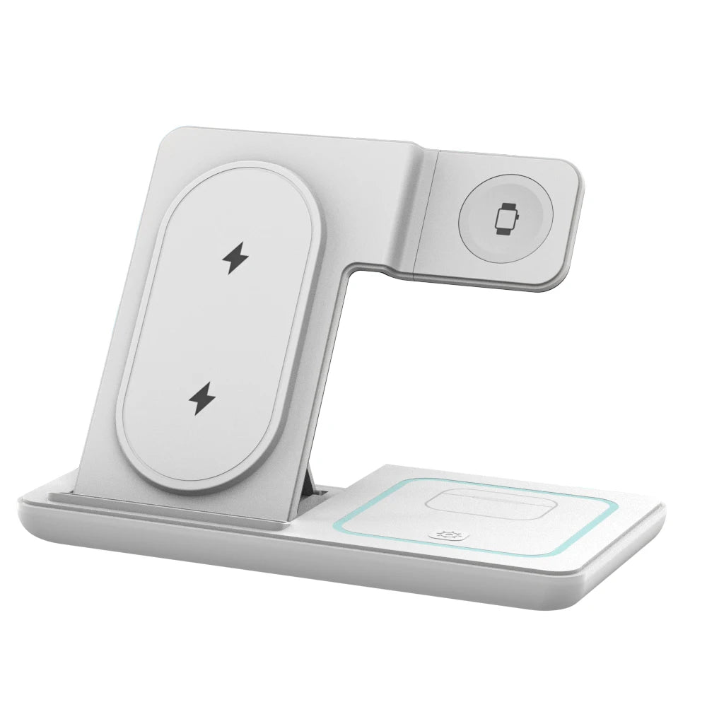 3 in 1 Foldable Night Light Wireless Charger Stand For iPhone 17 16 15 14 Apple Watch 2-11 SE Airpods Pro Fast Charging Station