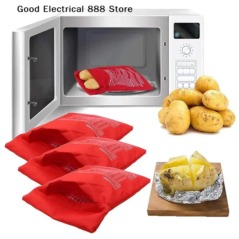 Microwave Potato Bag Reusable Express Microwave Potato Cooker Bag Baked Potato Cooker Perfect Potatoes 4 Minutes Red Baked Pouch