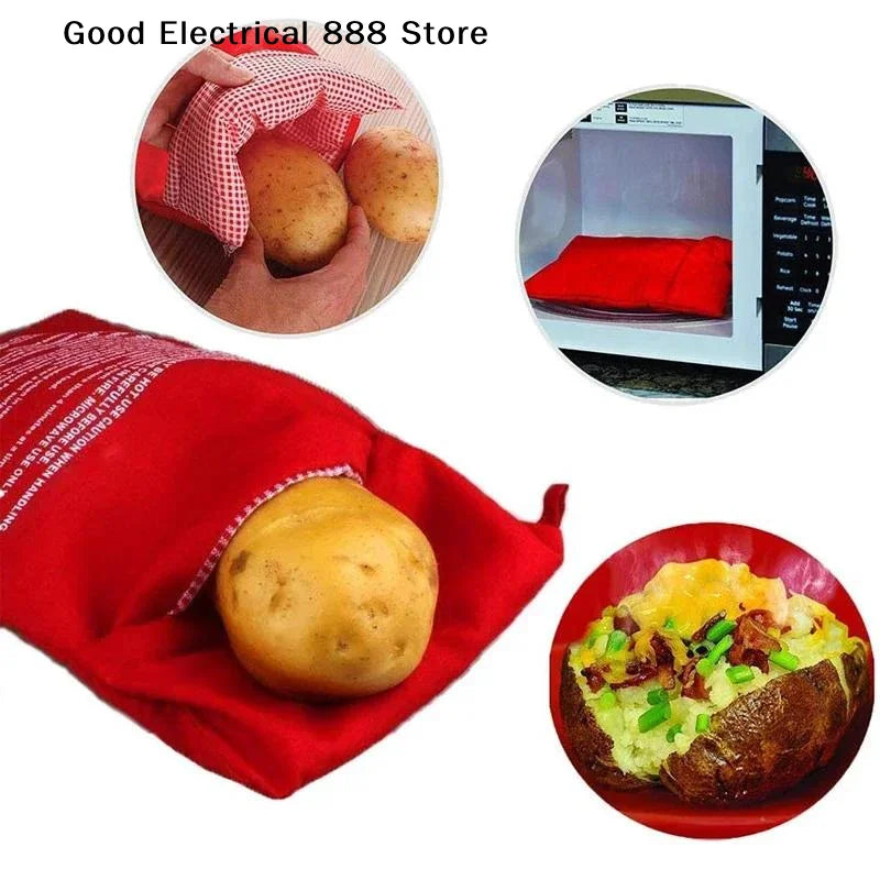 Microwave Potato Bag Reusable Express Microwave Potato Cooker Bag Baked Potato Cooker Perfect Potatoes 4 Minutes Red Baked Pouch