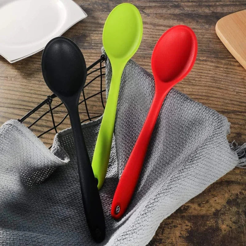 1Pc Large Silicone Spoon Kitchen Cooking Spoon Ladle Heat Resistant Long Handle Mixing Stirring Serving Spoon Cooking Utensils