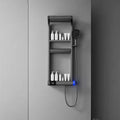 "Cabezal de ducha efecto lluvia con display digital, iluminación LED y grifo termostático de temperatura constante"