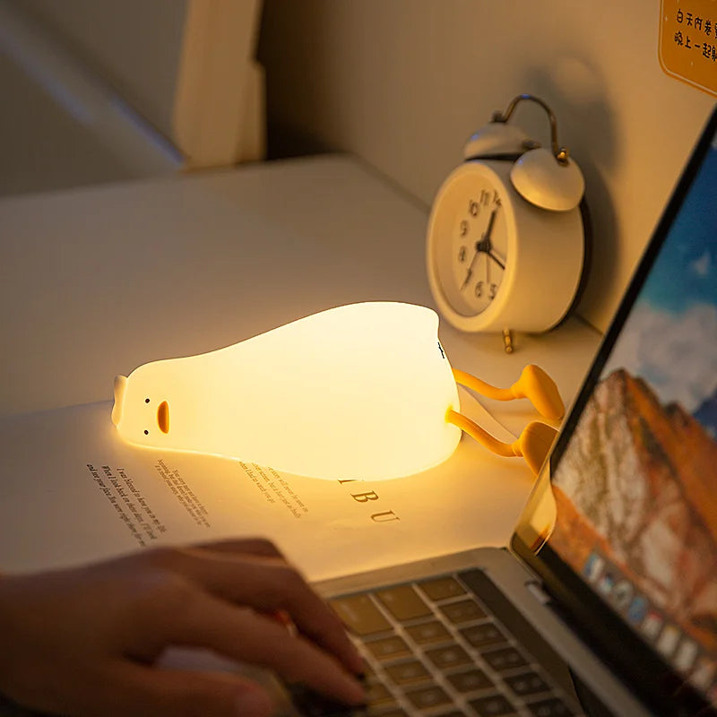 Lámpara Nocturna Pato Táctil Recargable con Timer 30 Min