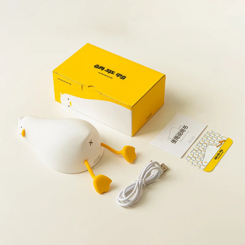 Lámpara Nocturna Pato Táctil Recargable con Timer 30 Min