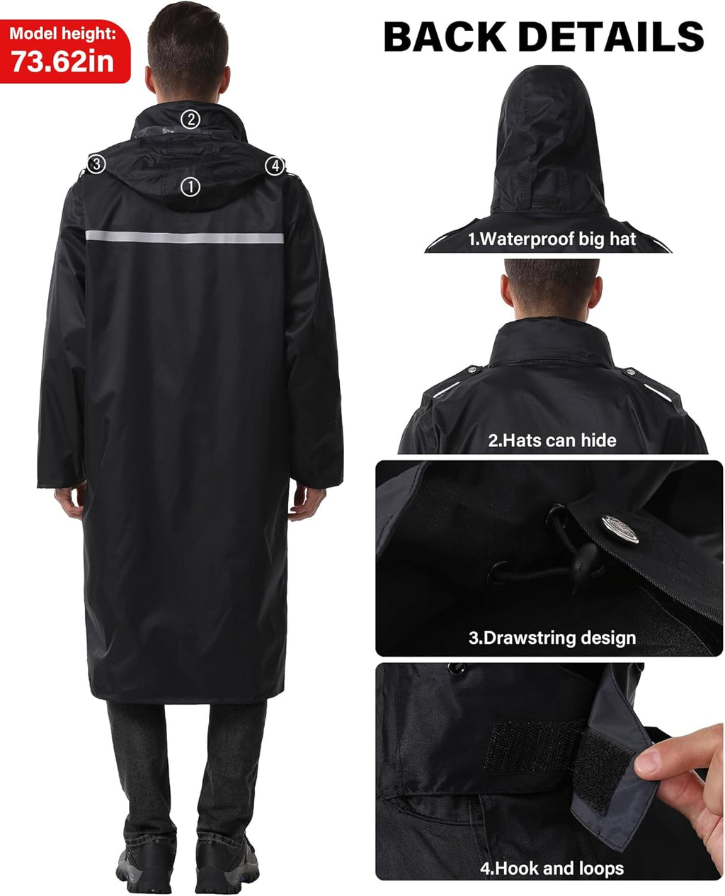 Raincoat Waterproof Hi Vis Reflective Long Rain Jacket Unisex